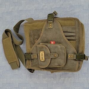 Vintage Rare Diesel Military Green Spare Parts Side Crossbody Bag